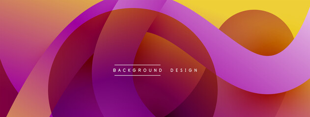 Abstract overlapping lines and circles geometric background with gradient colors