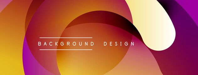 Abstract overlapping lines and circles geometric background with gradient colors