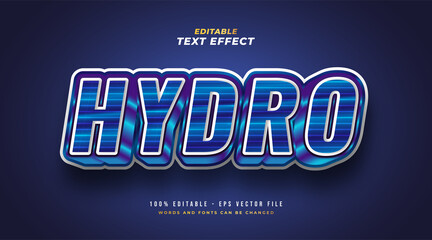 Bold Hydro Text in Blue Gradient with 3D Embossed Effect. Editable Text Style Effect