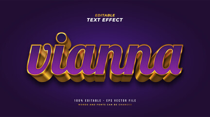 Obraz premium Luxury Violet and Gold Text Style with 3D Embossed Effect. Editable Text Style Effect