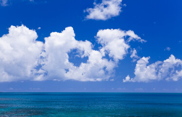 Naklejka na ściany i meble The tropical sea under the blue sky and clouds