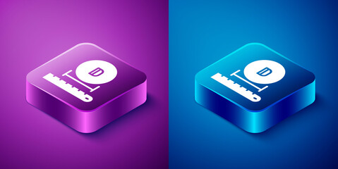 Isometric Diameter icon isolated on blue and purple background. Square button. Vector
