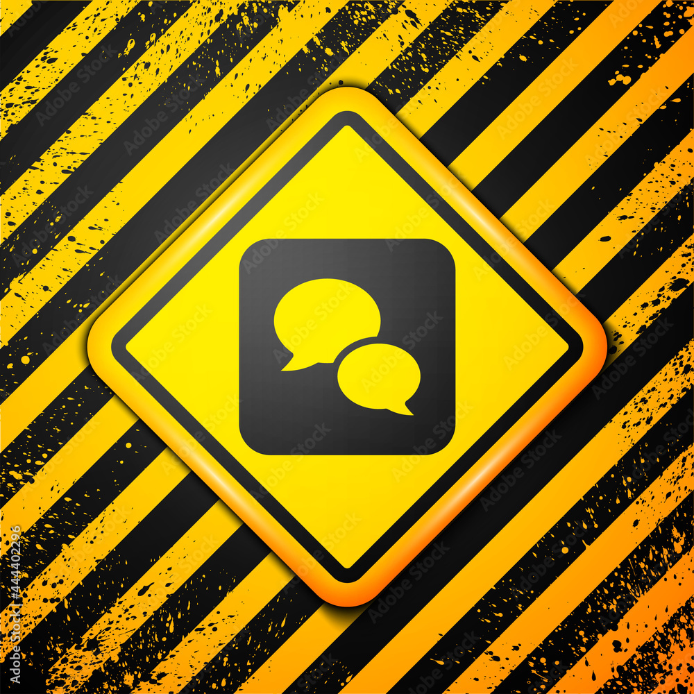 Poster black speech bubble chat icon isolated on yellow background. message icon. communication or comment 