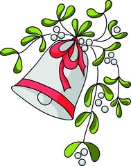 bell with mistletoe, new year gift christmas