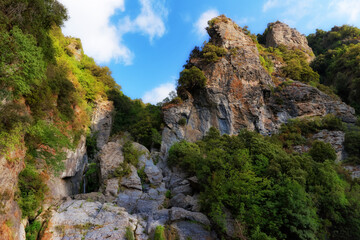 Fototapeta na wymiar Buccatoggio canyon in Upper Corsica