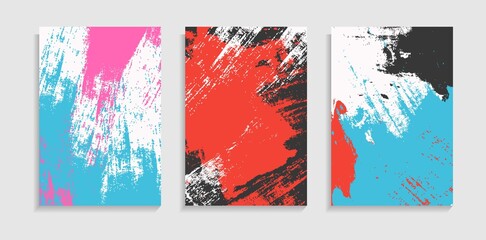 Set Of  Colorful Splatter Paint Or Grunge Texture Background. Good For Banner, Wallpaper, Poster Or Frame