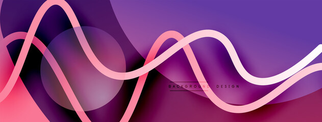 Abstract gradient background with wave line with shadow effect. Geometric composition. 3D shadow effects and fluid gradients