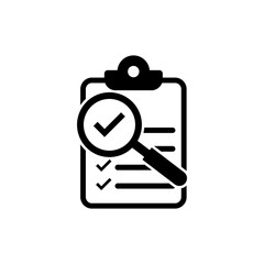 checklist magnifying assessment. Flat design icon