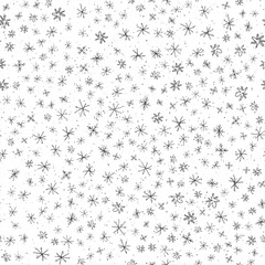 Hand Drawn grey Snowflakes Christmas Seamless Patt