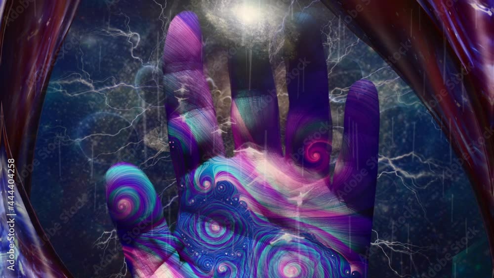 Canvas Prints the hand of creator. warped space and galaxy. animation