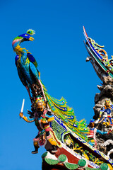 The landscape of lanterns hanging in a temple in Taiwan
