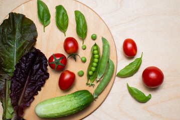 fresh vegetables on a wooden board