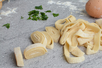 Process of making Italian pasta for dinner. 