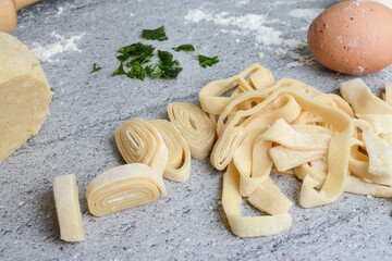 Process of making Italian pasta for dinner. 