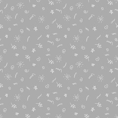Doodle seamless pattern of sun and stars summer theme. Perfect for scrapbooking, textile and prints. Hand drawn  illustration for decor and design.