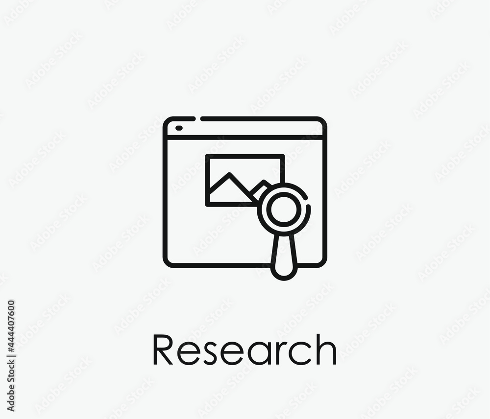 Poster research vector icon. editable stroke. symbol in line art style for design, presentation, website or
