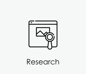Research vector icon. Editable stroke. Symbol in Line Art Style for Design, Presentation, Website or Apps Elements, Logo. Pixel vector graphics - Vector
