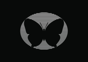 butterfly vector logo design template, hand-drawn designs of abstract butterfly, minimal design logo design template in black and white color.