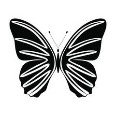butterfly vector logo design template, hand-drawn designs of abstract butterfly, minimal design logo design template in black and white color.