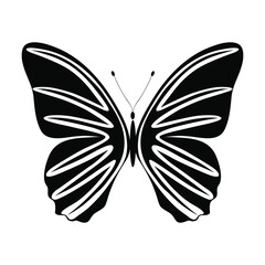butterfly vector logo design template, hand-drawn designs of abstract butterfly, minimal design logo design template in black and white color.