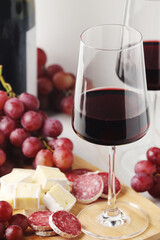 Red wine in a transparent white glass