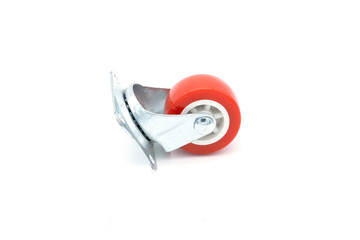 red Casters Wheels Rubber isolated on white background;