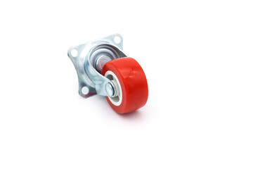 red Casters Wheels Rubber isolated on white background;