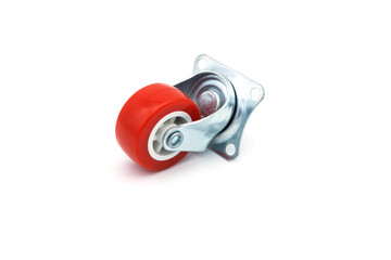 red Casters Wheels Rubber isolated on white background;