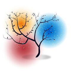 illustration of a tree in the night