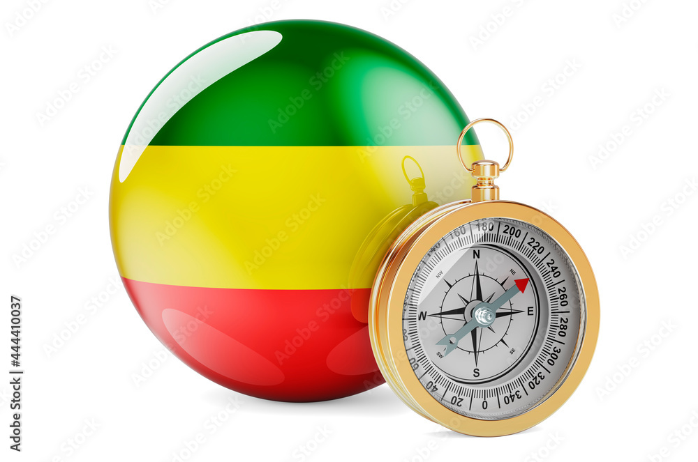 Aufkleber compass with rastafarian flag, 3d rendering