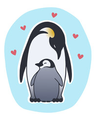 Penguin father and child