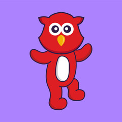 Cute bird is dancing. Animal cartoon concept isolated. Can used for t-shirt, greeting card, invitation card or mascot. Flat Cartoon Style