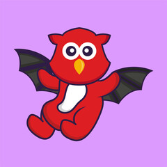 Cute bird is flying with wings. Animal cartoon concept isolated. Can used for t-shirt, greeting card, invitation card or mascot. Flat Cartoon Style