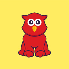Cute bird is sitting. Animal cartoon concept isolated. Can used for t-shirt, greeting card, invitation card or mascot. Flat Cartoon Style