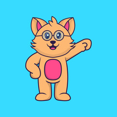 Cute cat hero. Animal cartoon concept isolated. Can used for t-shirt, greeting card, invitation card or mascot. Flat Cartoon Style