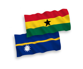 Flags of Republic of Nauru and Ghana on a white background