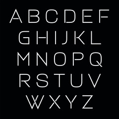 Thin vector font. Modern slim typeface. Light alphabet letters design