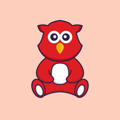 Cute bird is sitting. Animal cartoon concept isolated. Can used for t-shirt, greeting card, invitation card or mascot. Flat Cartoon Style