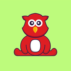 Cute bird is sitting. Animal cartoon concept isolated. Can used for t-shirt, greeting card, invitation card or mascot. Flat Cartoon Style