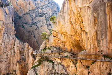 View of El Caminito del Rey tourist attraction Malaga, Spain.