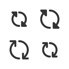 Pixel-perfect linear icons of recycling arrows  in two variants built on two base grids of 32x32 and 24x24 pixels. The initial base line weight is 2 pixels. In one-color version. Editable strokes
