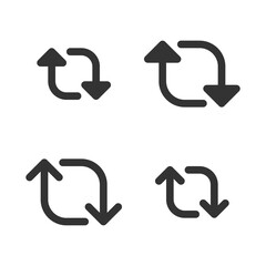 Pixel-perfect linear icons of recycling arrows  in two variants built on two base grids of 32x32 and 24x24 pixels. The initial base line weight is 2 pixels. In one-color version. Editable strokes