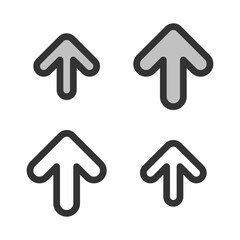 Pixel-perfect linear icon of upward direction arrow built on two base grids of 32x32 and 24x24 pixels. The initial base line weight is 2 pixels. In two-color and one-color versions. Editable strokes