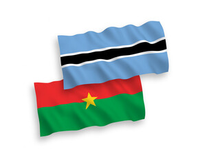 Flags of Burkina Faso and Botswana on a white background