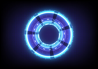 Science infographic. Element of computer data. Abstract hologram hi-tech background. Virtual reality technology electric innovation. Head-up display interface. Futuristic Sci-Fi glowing HUD circuit