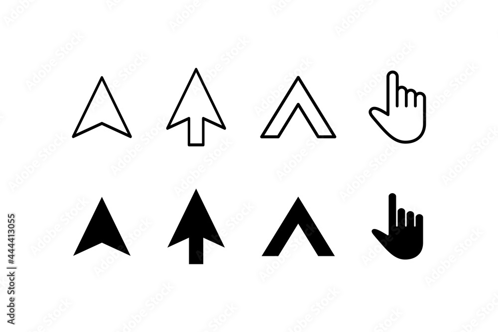 Poster set of simple various cursor icon illustration design, silhouette of mouse pointer cursor symbol col