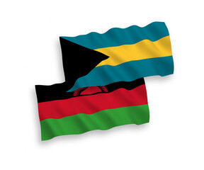 Flags of Malawi and Commonwealth of The Bahamas on a white background