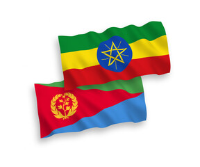 Flags of Eritrea and Ethiopia on a white background