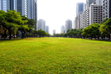 Fototapeta premium view of the cityscape in The morning, Taichung Taiwan. near the National Taichung Theater.