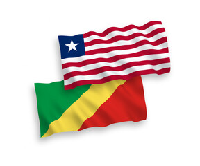 Obraz premium Flags of Republic of the Congo and Liberia on a white background